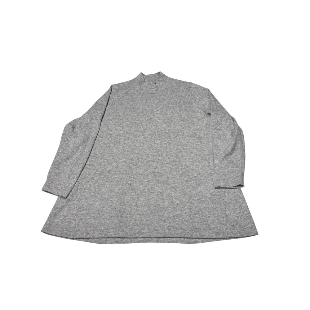 Lands' End 100% Cashmere Mock Neck A-Line Sweater Gray Plus Womens 1X 16W-18W
